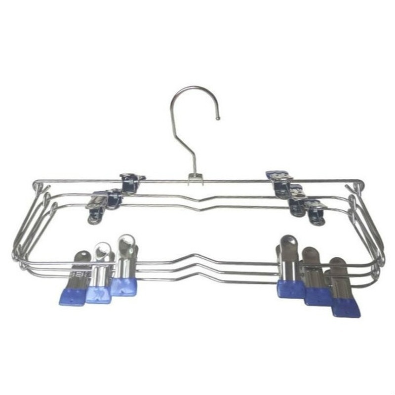 Flerskiktskläderhängare med 12 klämmor Kläder Förvaring Torkbyxor Rack Space Saving Non-Slip Folding Hangers för kläder