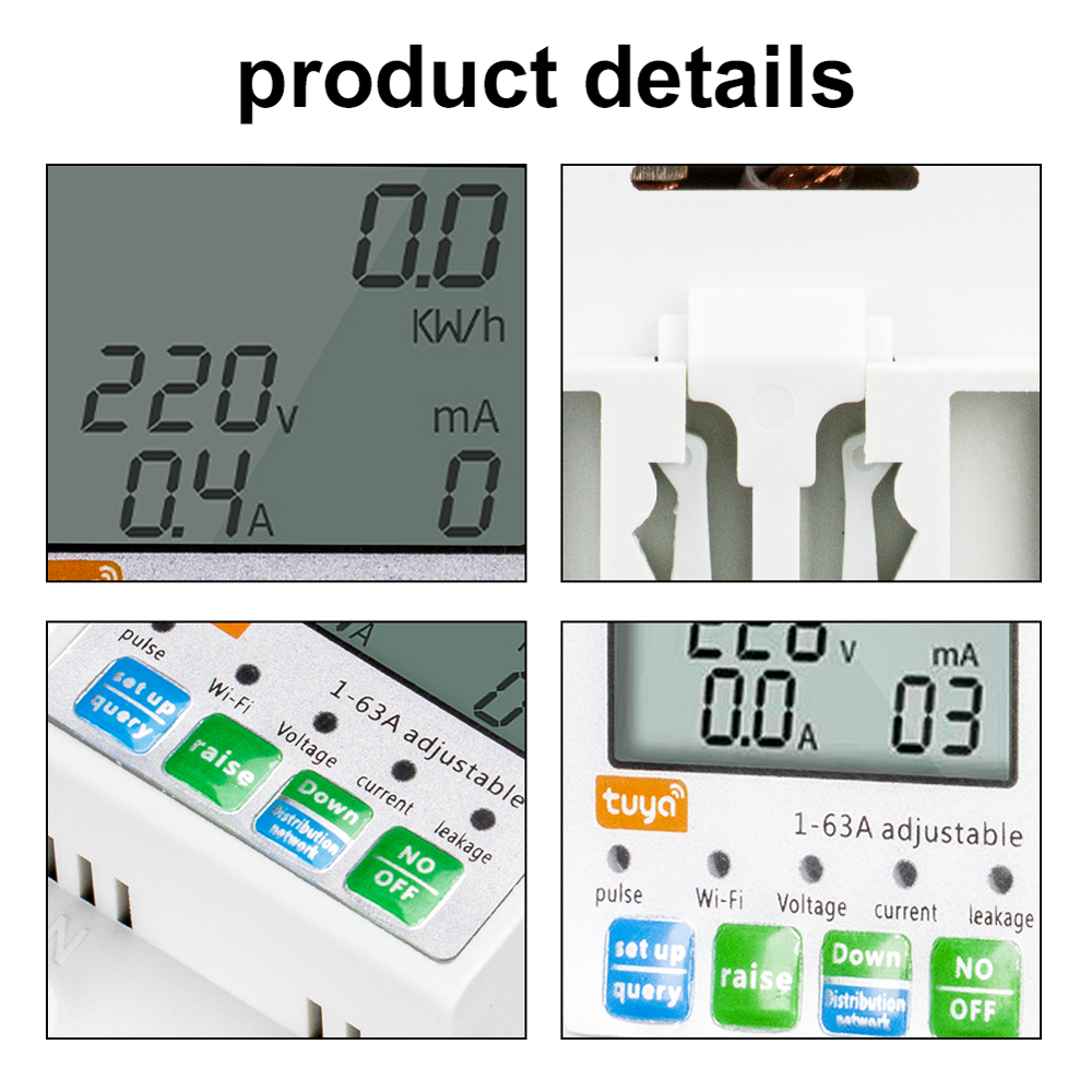 Kkmoon tuya wifi medidor de energia automática Recosing protetor Corrente Monitoramento de tensão Medidor de monitor LCD Din Din-Rail Medidor