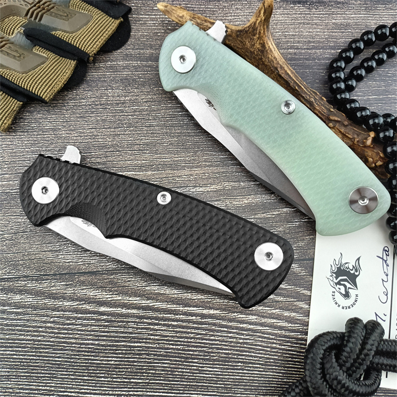 Rick Hinderer XM-18 3.5" Flipper Folding Knife D2 Blade G10 Handle with Clip Outdoor Camping Hunting Hiking Survival Everyday Carry EDC Knives for Gift