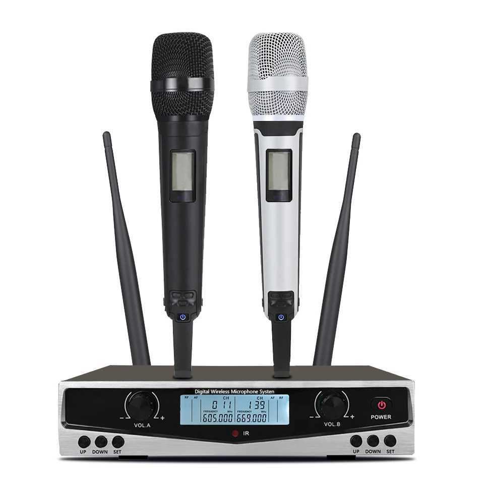 Microphones Nouveau !! SOM SKM9100 Performance de scène Home KTV KTV HAUTE QUALITÉ UHF Double Système de microphone sans fil dynamique longue distance 240408