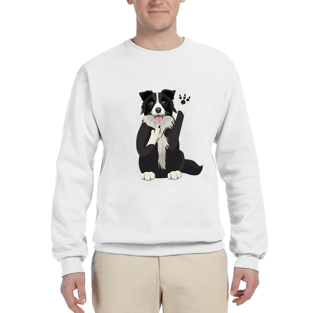 HX Border Collie Sweatshirt rolig djurhundens långfingret tryckta tröjor toppar streetwear män kvinnor avslappnade skjortor s-7xl