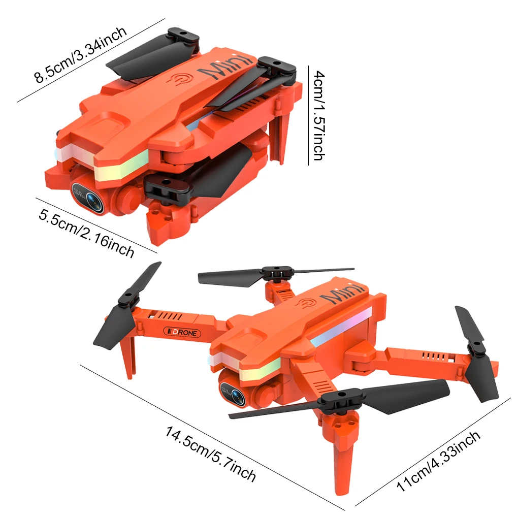 Drones 2.4g fotografia aérea drone wifi dobrável quadcopter sem cabeça sem cabeça um botão retornar aeronave sem fio laranja tipo 5