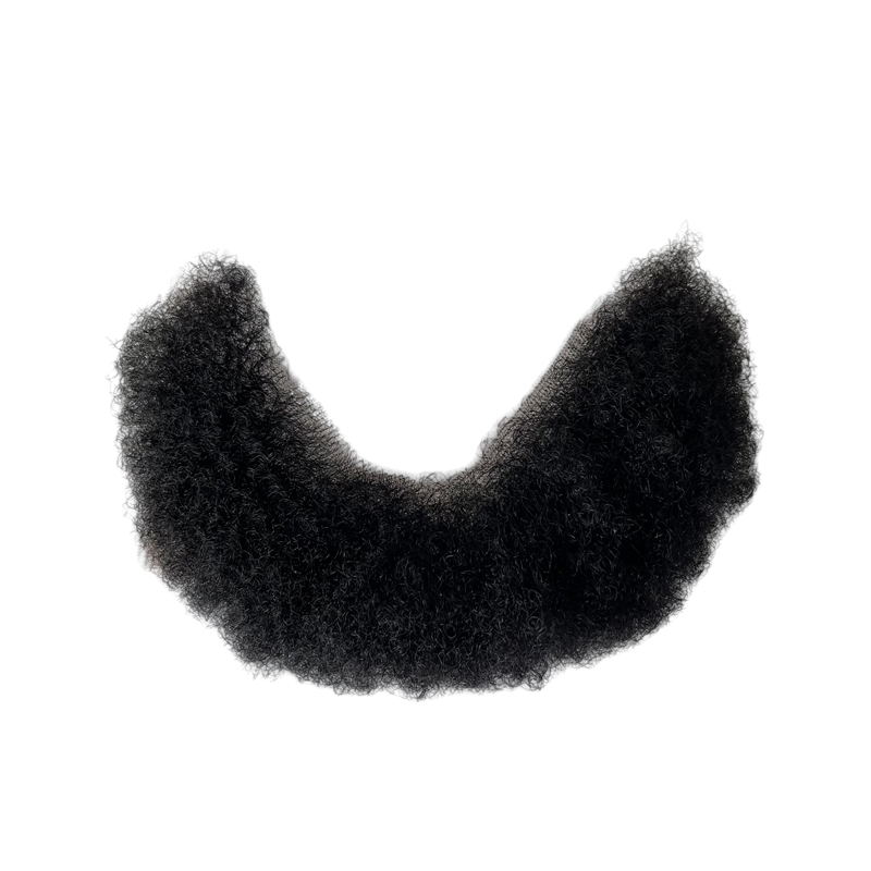 Malaysiska jungfruliga mänskliga hår ersättare 4mm rot afro kinky curl 4x15cm spetsskägg för svarta män