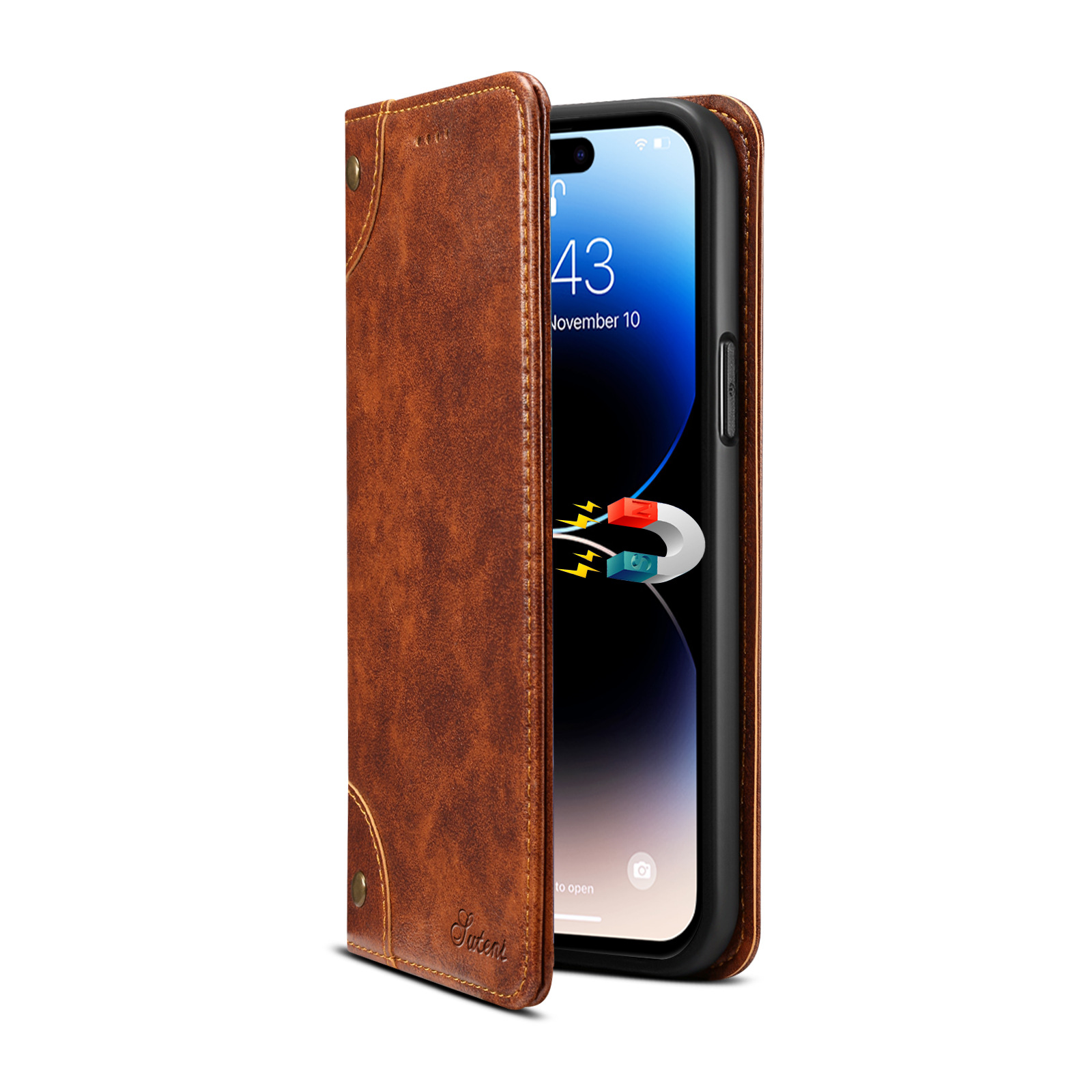 Telefonkoffer für Samsung Galaxy S24 S23 Fe S22 A14 A54 A34 4G 5G iPhone 15 Brieftasche Lederhülle Magic Flip Dual Protect