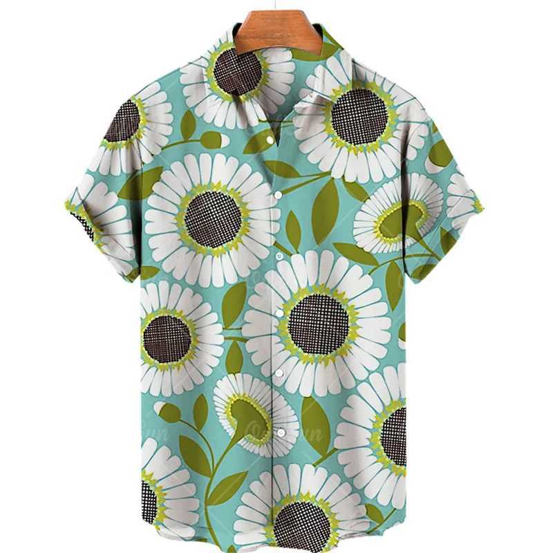 Casual shirts voor heren heren Summer Flowers Casual Gedrukt bloemenpatroon Oversized leidende mode elegante hoogwaardige luxe gengar Hawaiiaans shirt 2449