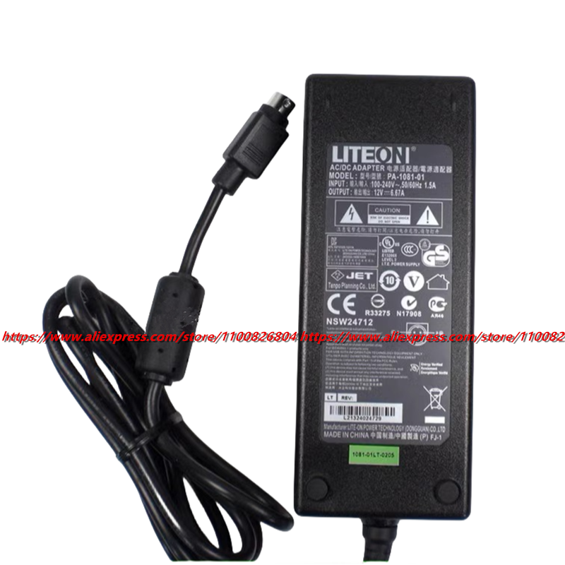 진짜 Liteon PA-1081-11 0219B1280 12V 6.67 A80W AC 전원 공급 장치 ELO E359019 EA10953A-58 PW201 LCD 모니터 충전기