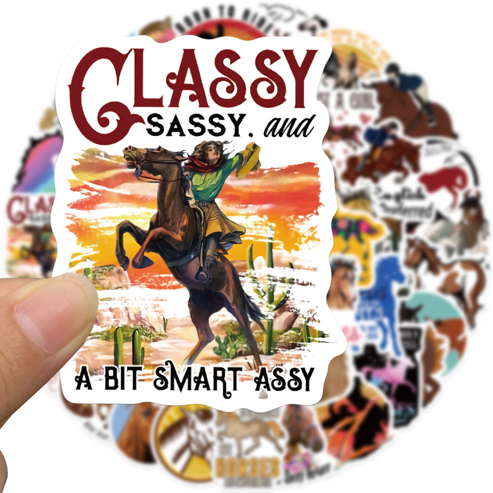 50/Equestrian Horse Graffiti Sticker Creative Waterproof Suitcase Laptop Mobile Phone Helmet Scooter Water Cup Sticker