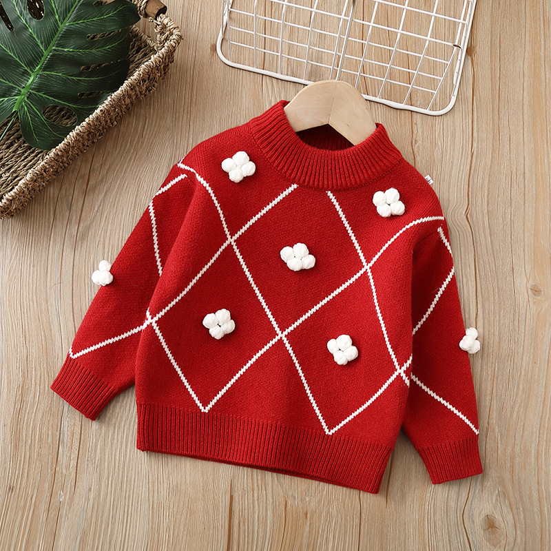 Girl Sweater Spring Autumn 2024 Bambini a maglia in lana a maglia abiti da bambino da 1 a 6 anni bambini