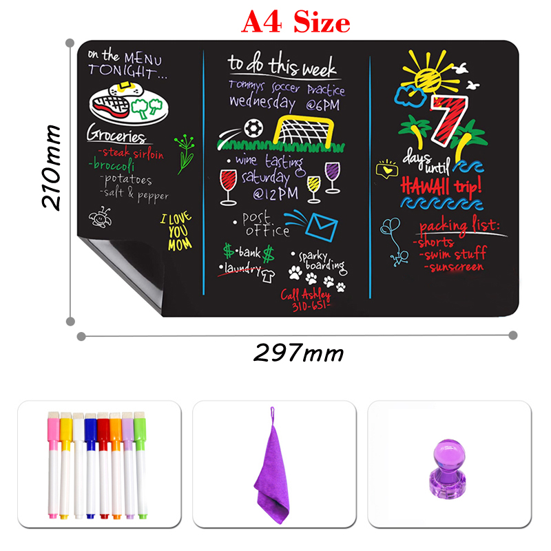 A4 Grootte Magnetisch Blackboard Small Chalkboard Sticker Keukenmenu Whiteboard Wekelijkse Planner Koelkast Sticker Message Board