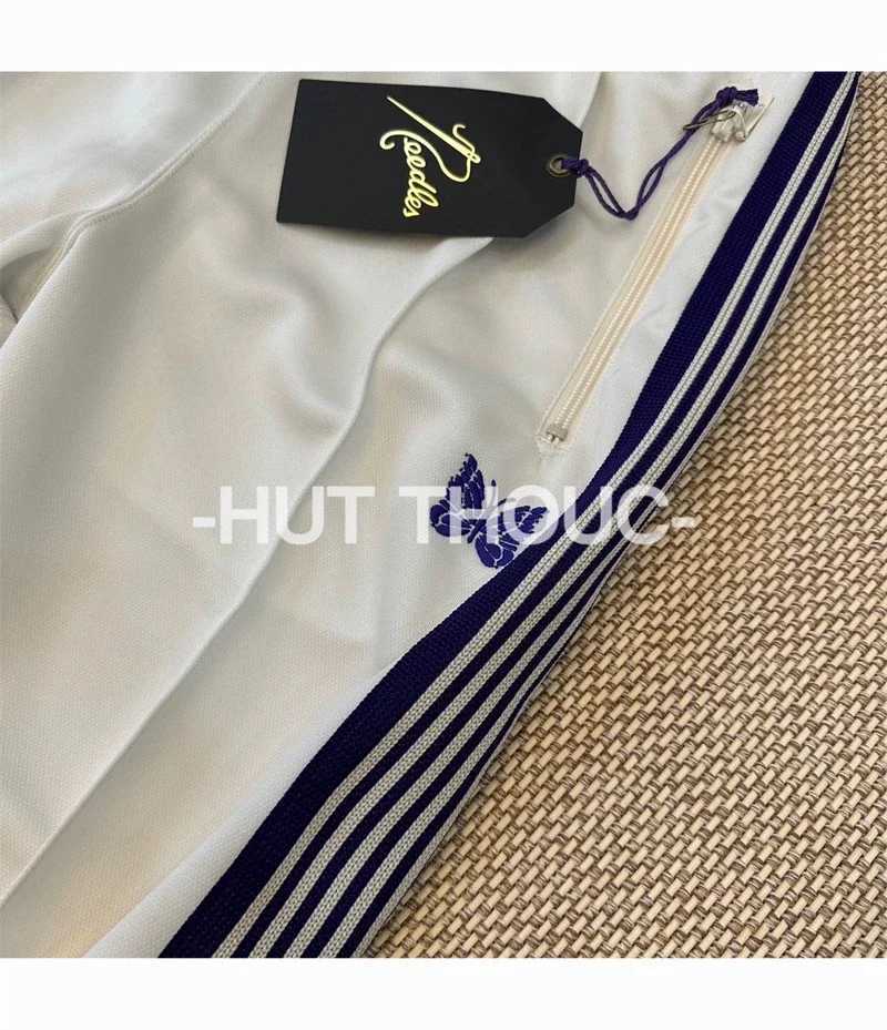 Men's Shorts 23SS Streetwear White Needles Sweatpants Men Women Top Version Embroidered Butterfly Fashion AWGE Drawstring Track Pants J240409