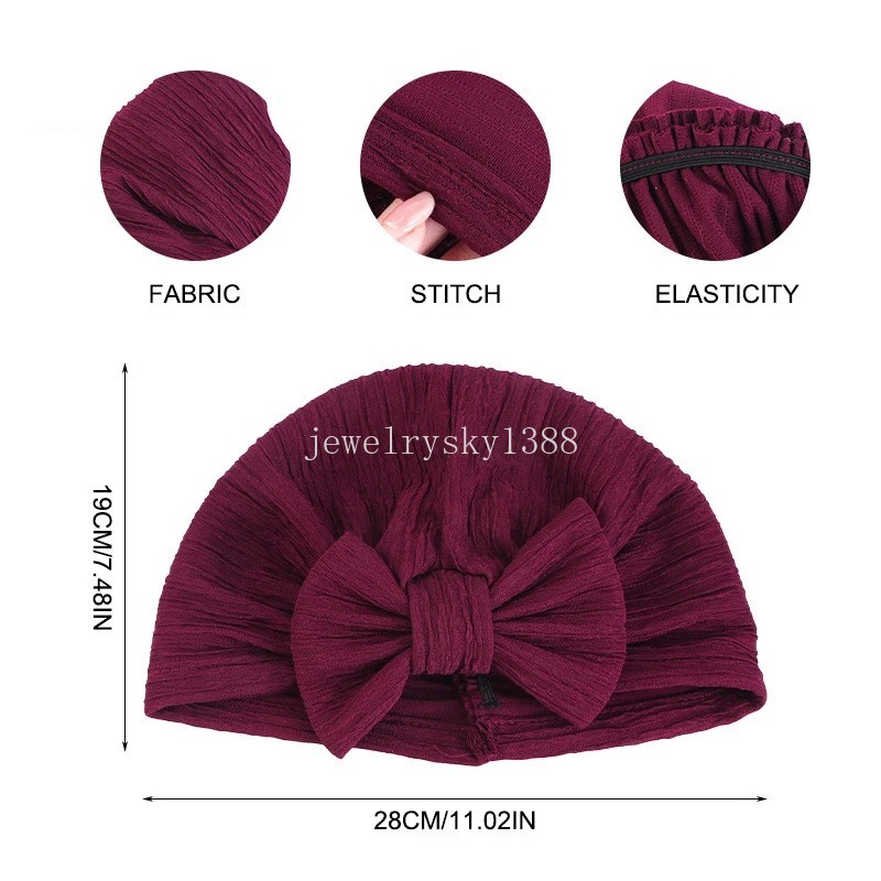 2024 New Turban Bowknot Hat Women Muslim Hijab Stretch Bonnet Cancer Chemo Cap Beanies African Headties Hair Loss Headscarf Wrap