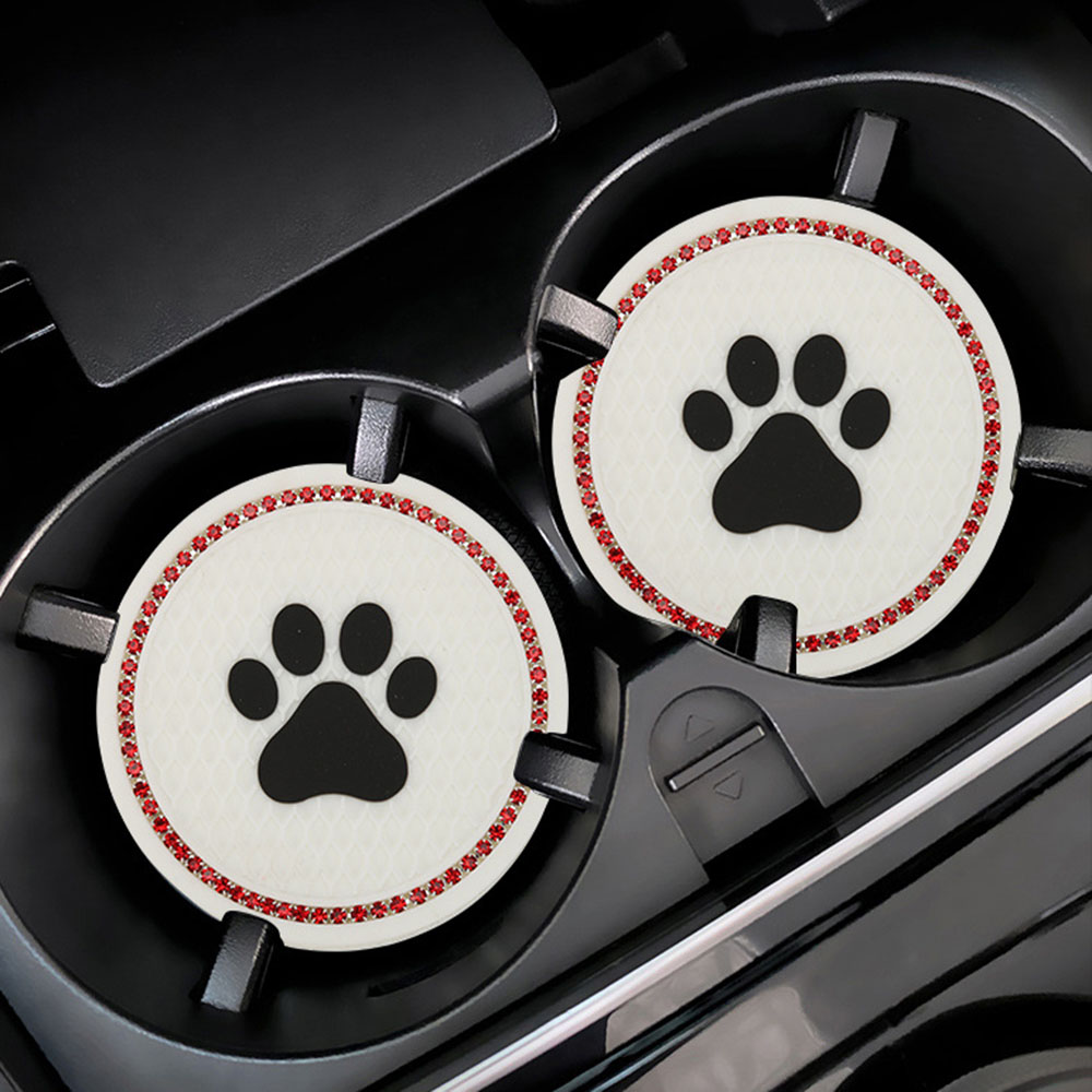 Silikonowy bling pies paw kryształowe koła samochodowe Wewnętrzne akcesoria przeciw poślizgowi maty kubek kubek