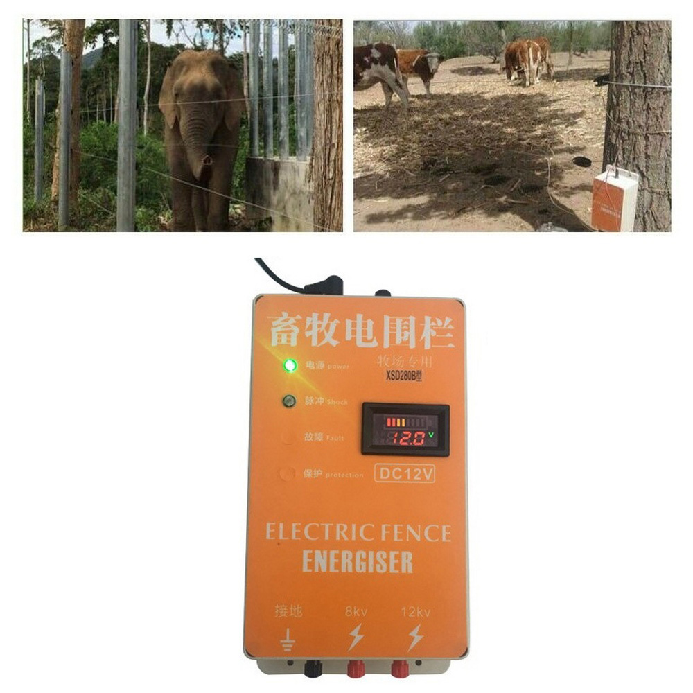 Perra de pastor electrónico para 20 km rancho bosque controlador de la cerca electrónica valla solar refuerzo cargador XSD-280D Controlador