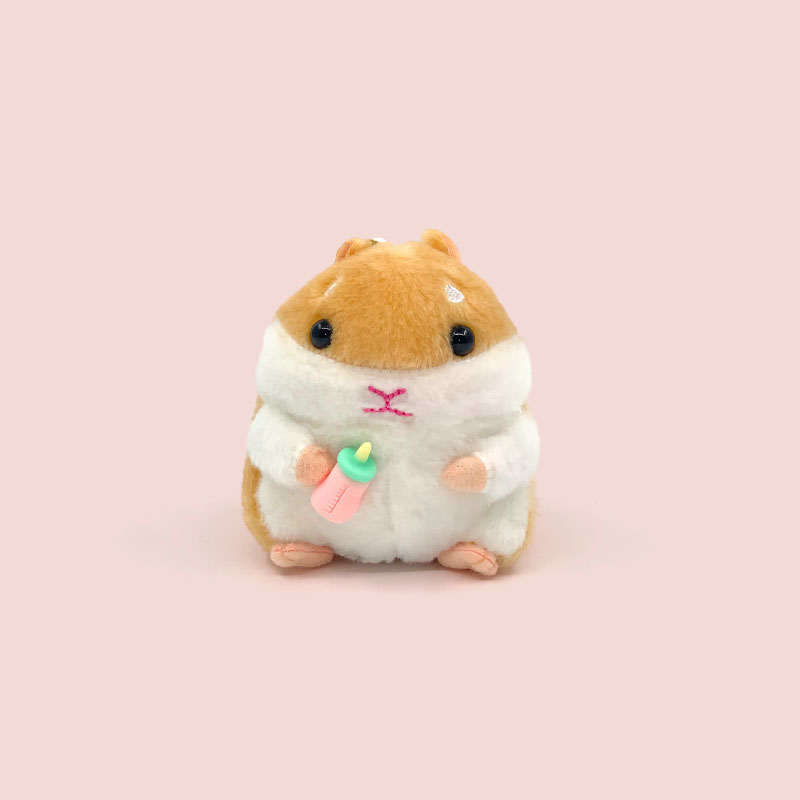 New Cute Baby Bottle Hamster Plush Toy Doll Keychain Clasp Doll Machine Pendant