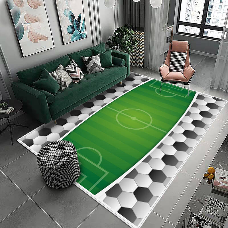 3D Football Field Carpet Home Hallway Living Room Rugs Kitchen Floor Mat Non-Slip Bathroom Rug Kids Bedroom Play Mat Boy's Rug