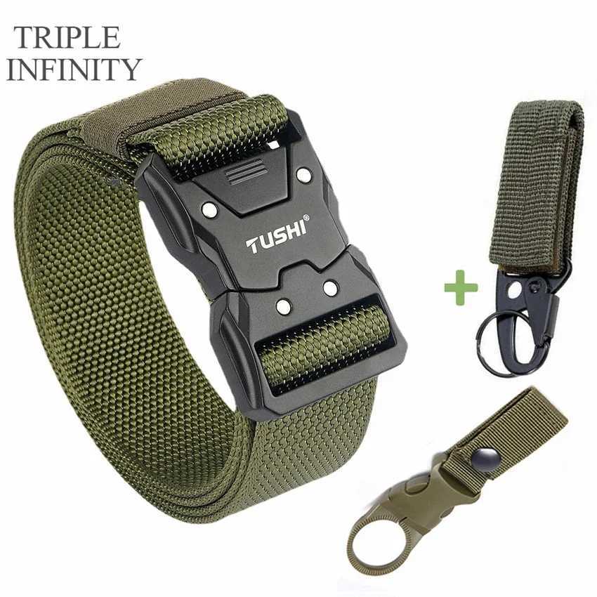 Bälten Snabbfrisättning pluggbar spänne duk Taktiskt bälte tuffa nylon Militära bälten för män Hållbar strid med Webbing midjeband TrainingL240409