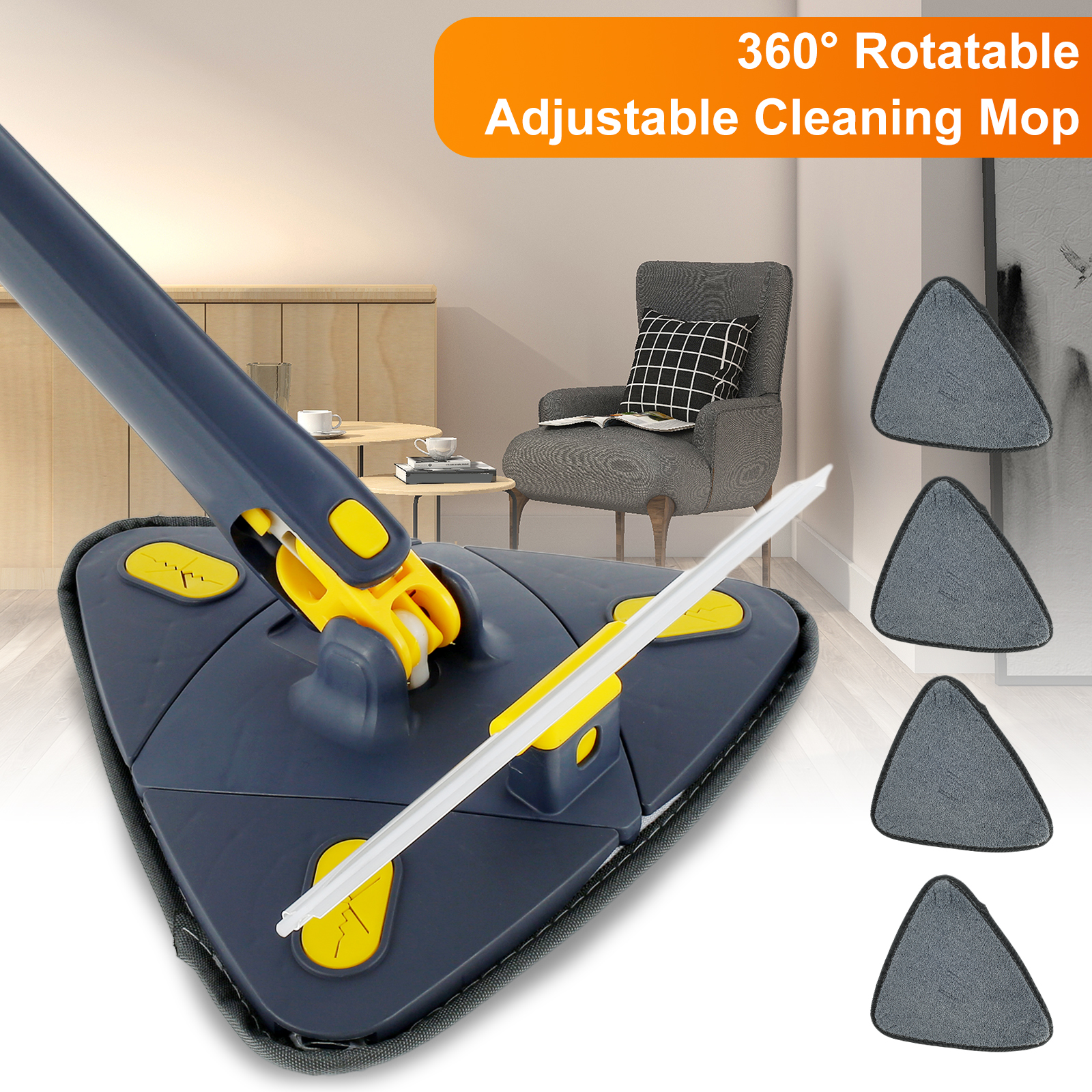 MOP MOPIRO TRIENGLE MICROFIBER 360 ° MOTO REGOLABILE REGOLABILE REGOLABILE CON 4 PASSO DI MOP E SQUEEGE DELLA FINEST SQUEEGEE MUTO DI PULTA DELLA MOLTA bagnata/secca