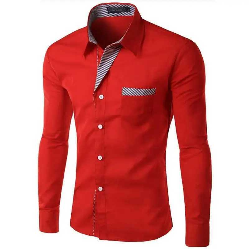 Mäns casual skjortor 2024 Hot Sale New Fashion Camisa Masculina Långärmad skjorta Män Slim Fit Design Formal Casual Brand Male Dress Shirt Size M-4XL 2449