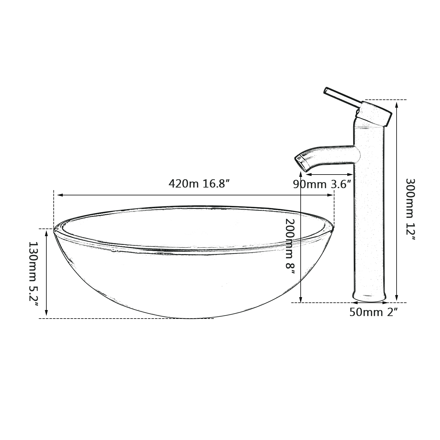 Monite Brown Ripple Bathroom Tempered Glass Basin Set Hand-Paint Lavatory Deck Mount Washbasin Sink Combine Set Mixer Tap Faucet