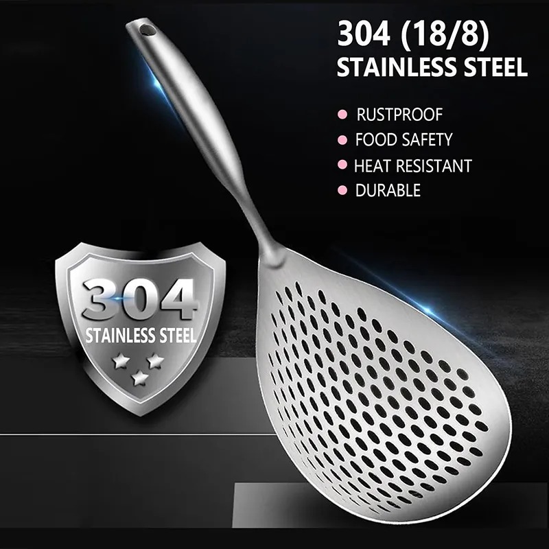 Skimmer Slotted Spoon 304 Stainless Steel Pasta Spider Strainers with Handle,Large Colander Ladle Strainer Spoon, Slotted Spoons for Kitchen Cooking,Frying