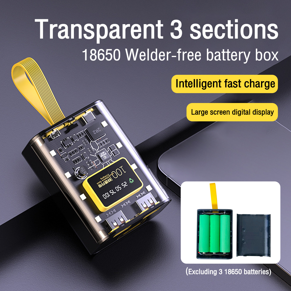 18650 Battery Charger Case Cool 5V 2A DIY Power Bank Board Fast Charging Case avec Night Light Charging Power Bank Bank