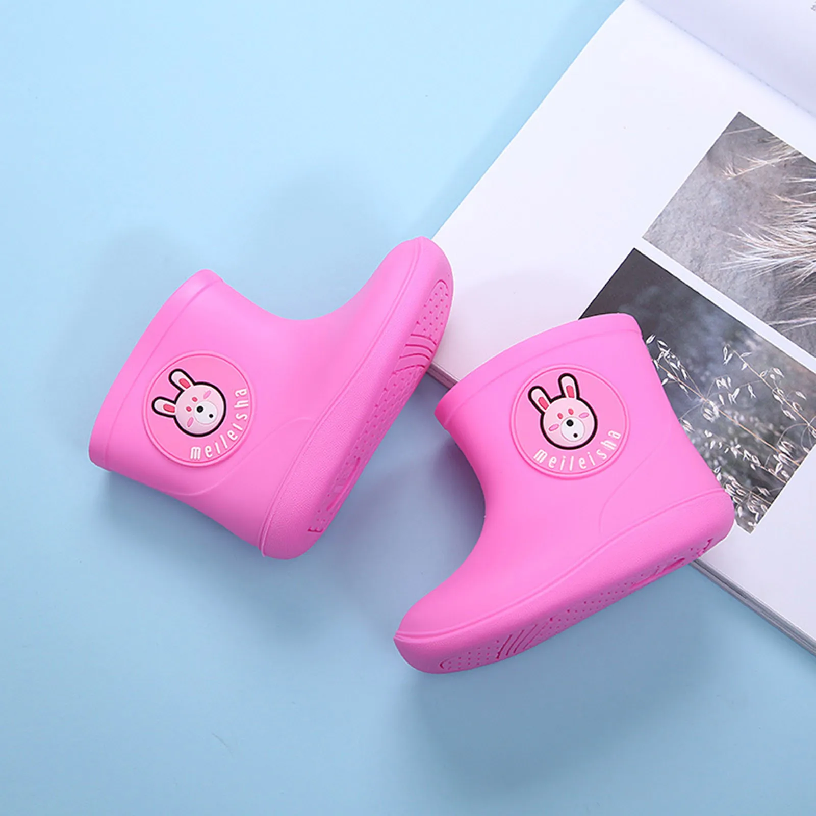 Botões desenho animado Animal fofinho Sapatos de chuva para meninos meninas à prova d'água EVA Rubber não deslize Crianças infantis Botas de chuva Dropshipp 2108