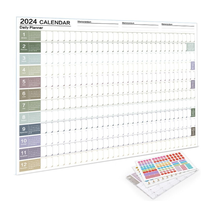 OFBK Wall Calendar Year Planner 2024 en taille d'affiche 14 mois - Format du paysage - planificateur mural, calendrier de l'année, calendrie des affiches
