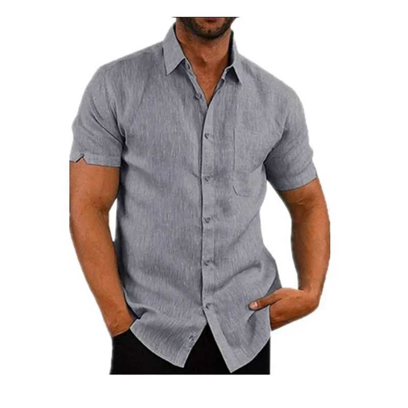 Chemises décontractées masculines 2024 MENSE MASSE CHEMTRE CHET-MANDE COUPE SUMME All-Match Couleur Solide Business Casual Loose Personality Simple Button Shirt 2449