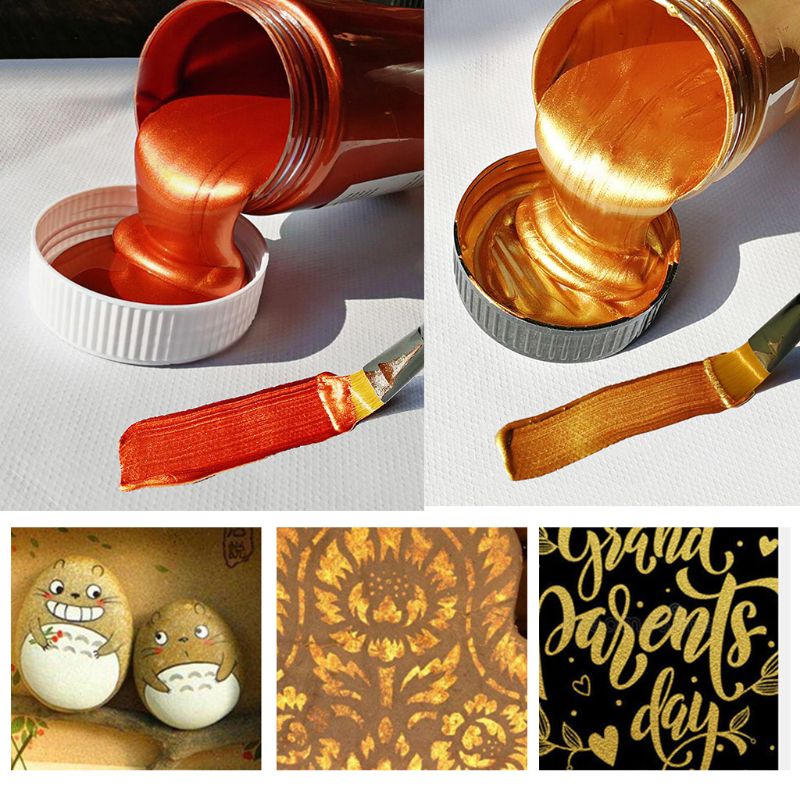 100 ml guld akrylfärg metallisk färg pigment vattentäta gips leksaker staty målarbok diy textil målning graffiti färgämne