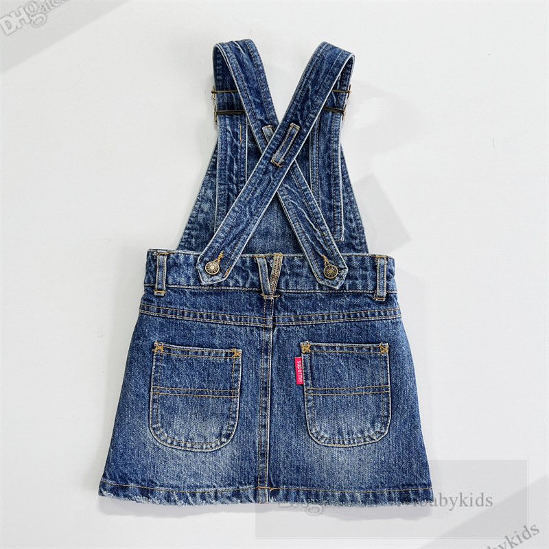 DD Style Girls Denim Suspender robe Kids Splicing Letter Imprimé Cordired Robe 2024 Fashion Enfants Casual Clothing Z7600