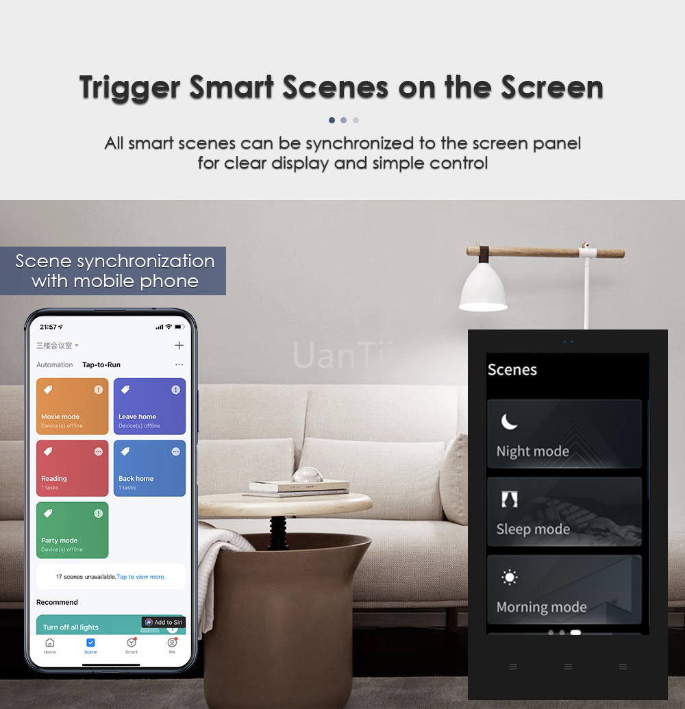TUYA SMART 4 ​​tum HD LCD Touch Wall Panel Multifunktionell kontrollpanel för Smart Home Central Touch Panel US Version