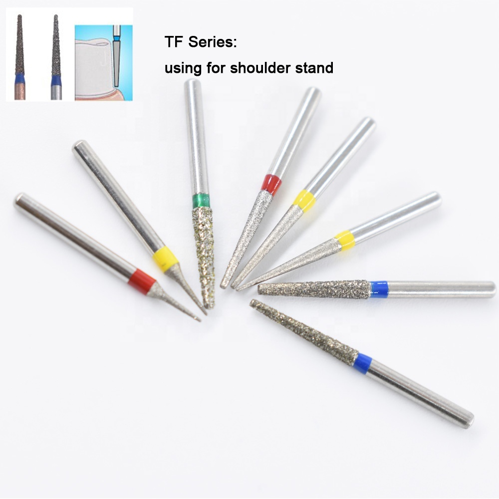 Serie TF Accordata Fine piatta Dental Dental Diamond BURS PROPRIETÀ DEGLI TEETH ALTA SCHENIO FG Dia Dia 1,6 mm Materiali di odontoiatria