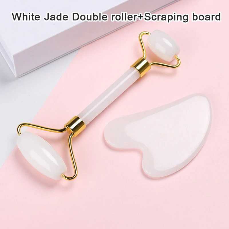 Face Massager Facial Beauty Massage Roller Body Rose Gua Sha Love Heart-Shaped Double-Headed Natural Jade Relaxing Slimming Face Portable 240409