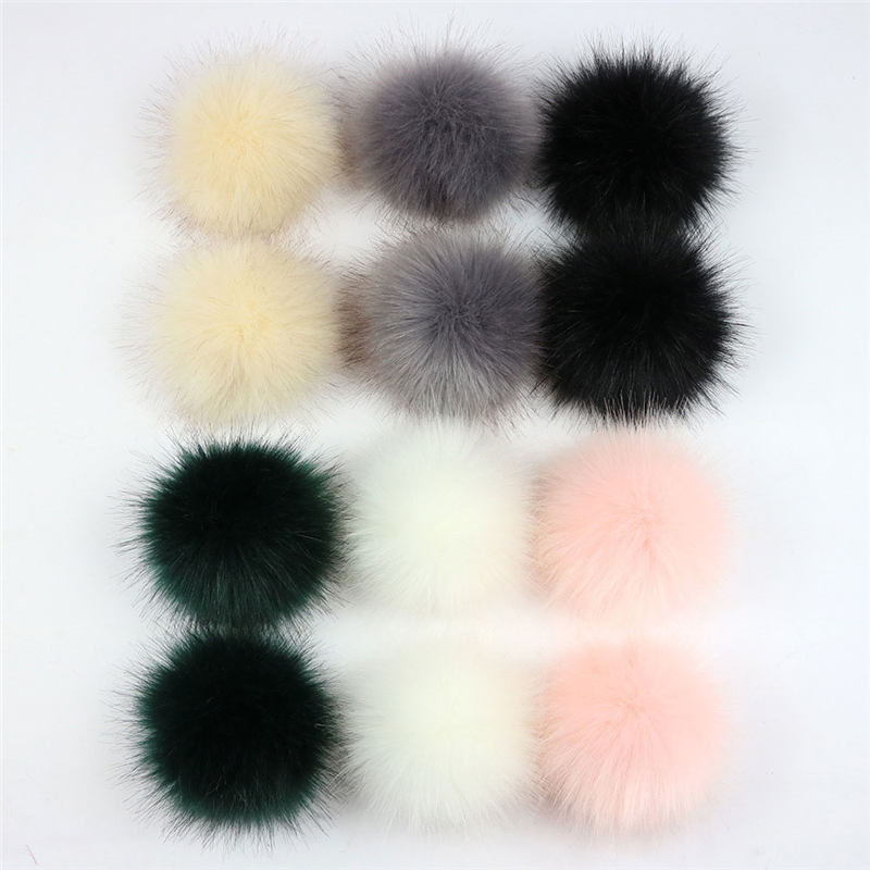 12st 8cm falskt hårboll hatt boll päls pompom falsk räv hatt boll pom pom med gummiband diy handgjorda klädhatt tillbehör