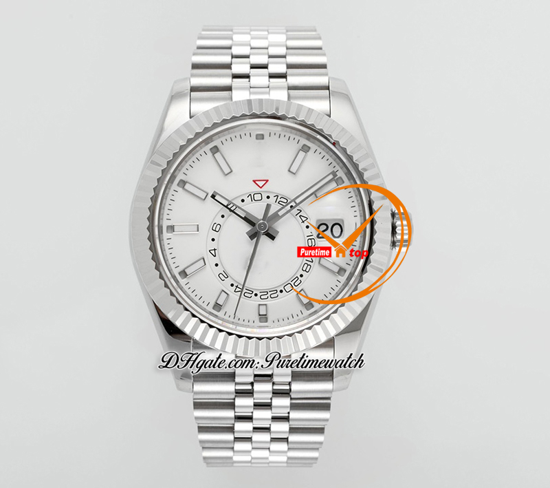 Sky Dweller 336934 A2824 Automatische heren Watch ZF 42 mm Witte wijzerplaat 904L Jubileesteel Bracelet Super Edition Smae Seriële kaart Horloges Puretime Reloj Hombre Eta Ptrx