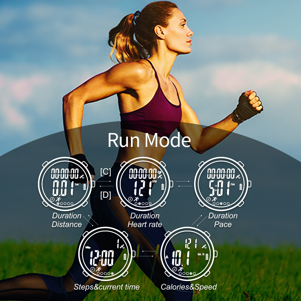 Ezon New GPS Digital Sport Watch con ottico monitor cardiaco contatore contatore calorico cronografo impermeabile 50m T909C