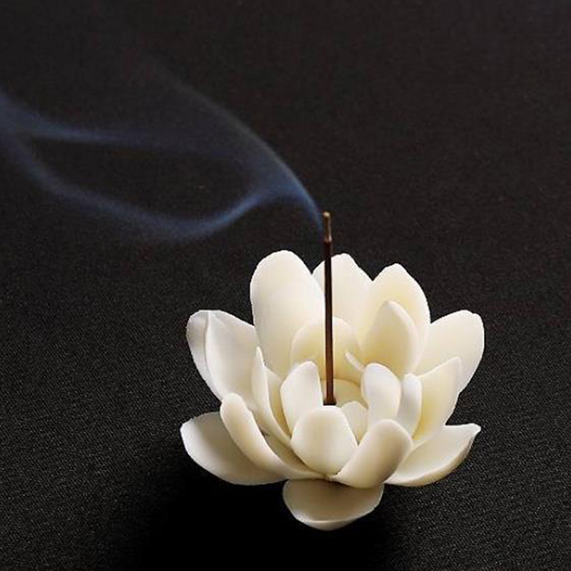 Céramique Blanc Lotus Encens Brûleur à la maison Décorne d'encens Holder Aromatherapy