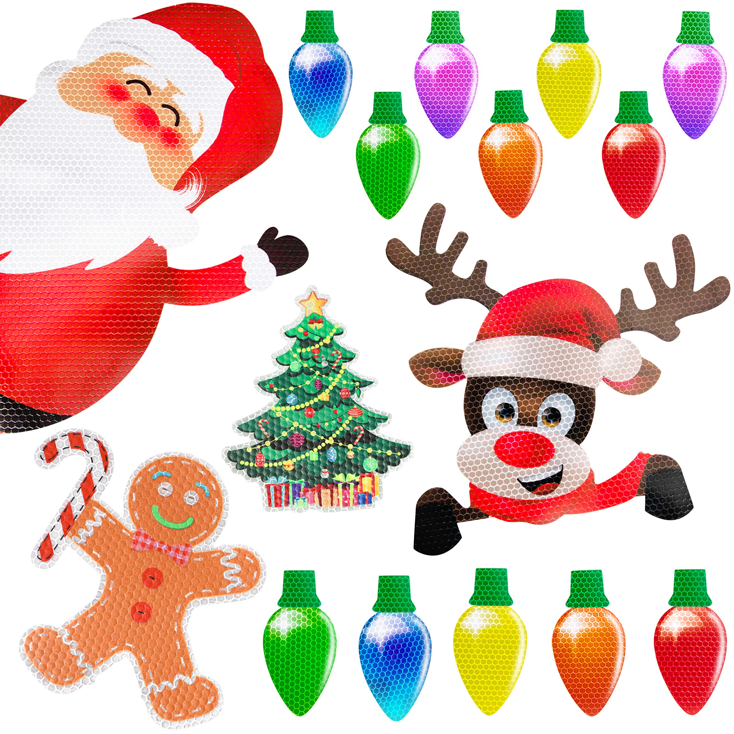 Christmas Car Refrigerator Decorations Ampoule réfléchie Lumière Santanta Rendeer Aimant Aimant Tree Set Otmas Holiday Mignon Decor