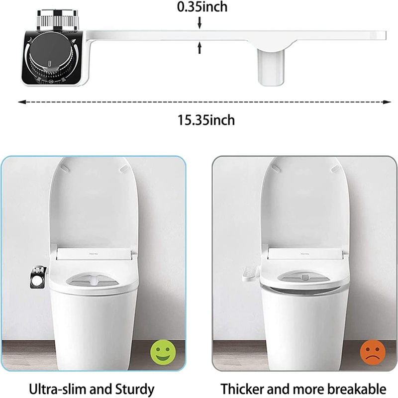 トイレ用のビデのアタッチメント、コールドホットデュアルノズルウォーター非電気ビデットトイレアタッチメントホワイト+ブラック、1-2アジア