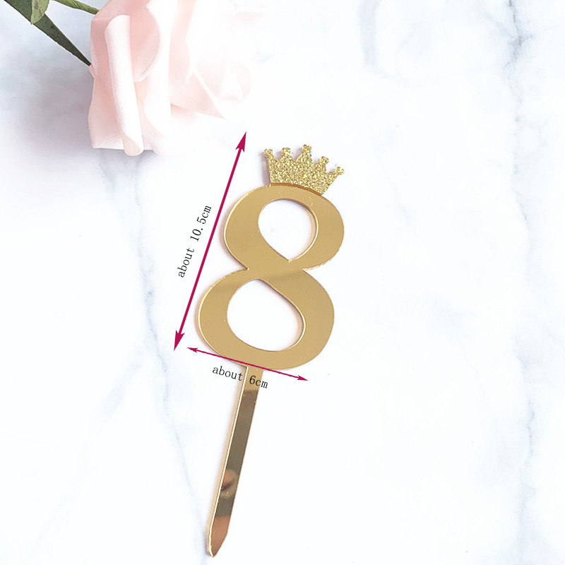 Number 0-9 Cake Topper Birthday Anniversary Wedding Party digit cupcake toppers Flags kids Baby Shower 1 st Birthday Decoration