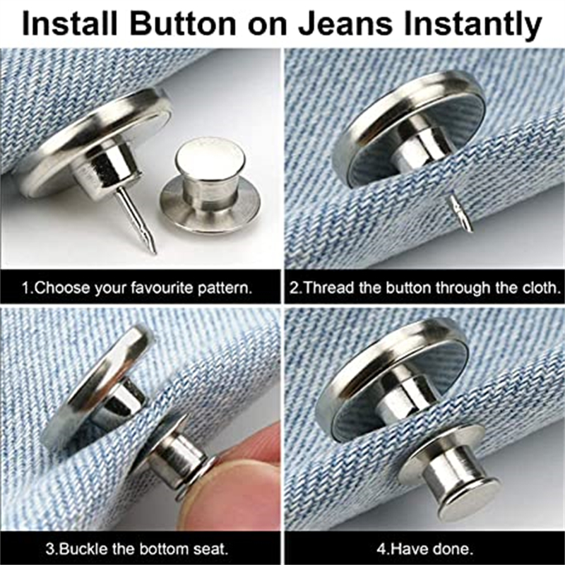 Detachable Jeans Buttons Adjustable Waist Snap Fastener Sewing-free Pants Retro Metal Buckles DIY Clothing Accessories