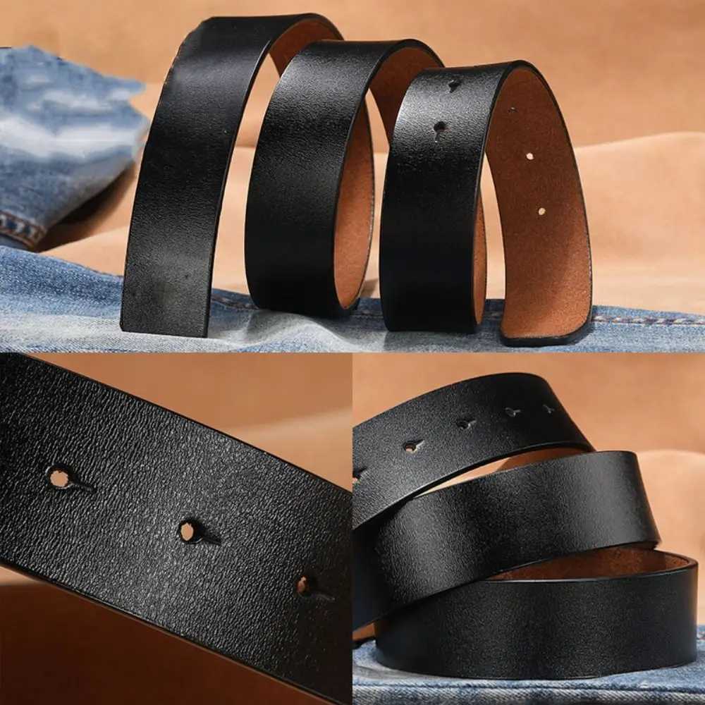 أحزمة Casual Craft DIY مصمم العلامة التجارية الفاخرة No Buckle حزام جلدي أصلي 3.3/3.8 سم مع Hole Classic Weistbandl240409