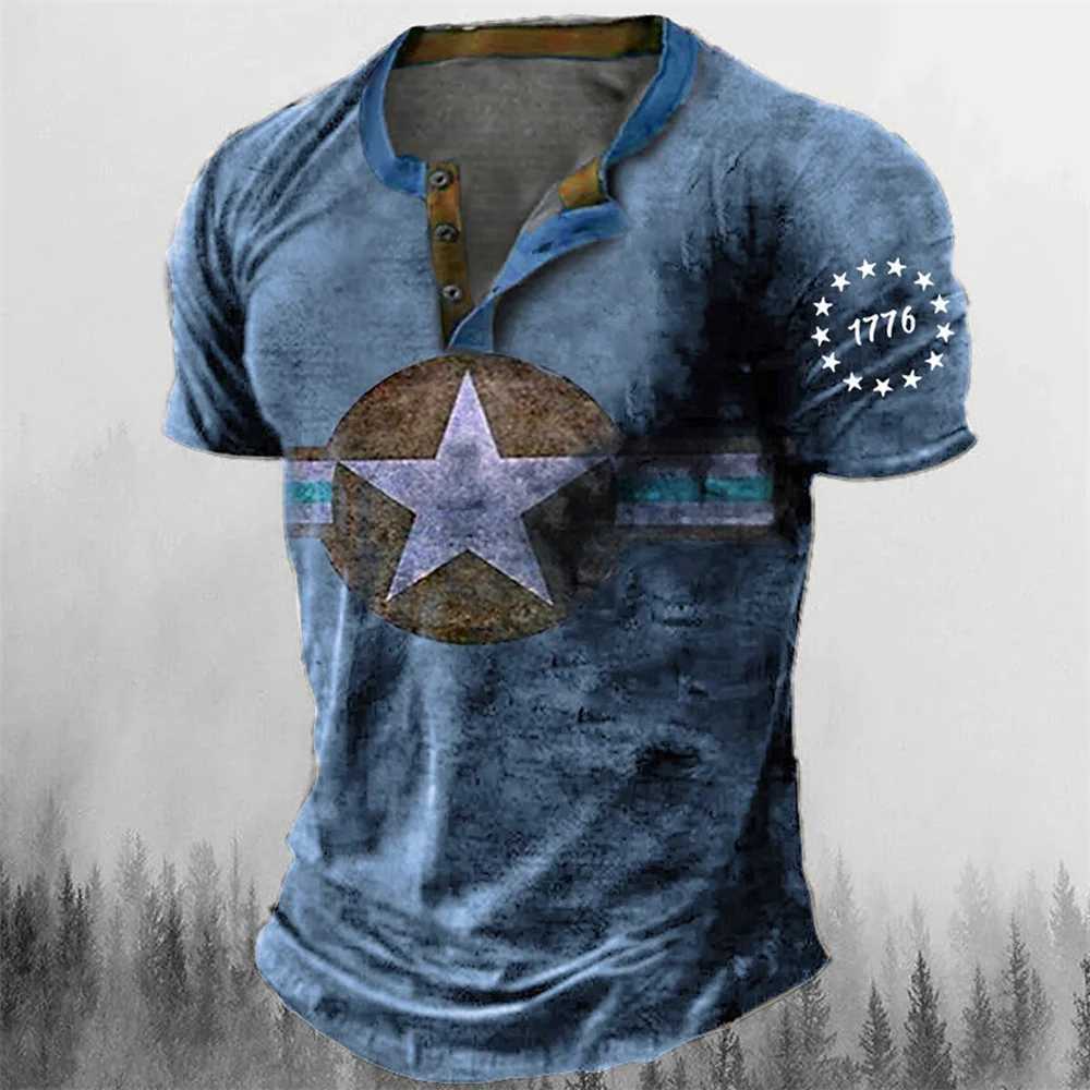 Casual shirts voor heren vintage knop v-hals navigatie t shirt korte mouw gothic henley shirt voor mannen extra grote tops tee shirt heren punk streetwear 2449