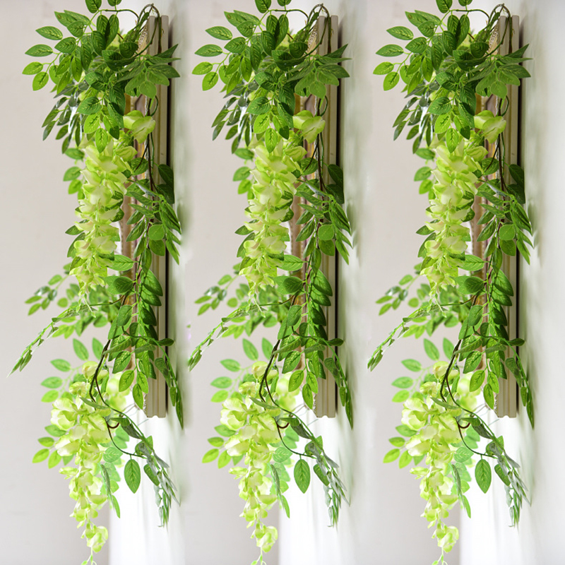 7ft 2m 꽃 끈 인공 wisteria vine garland plants 단풍 야외 집의 후행 꽃 가짜 꽃 교수형 벽 장식