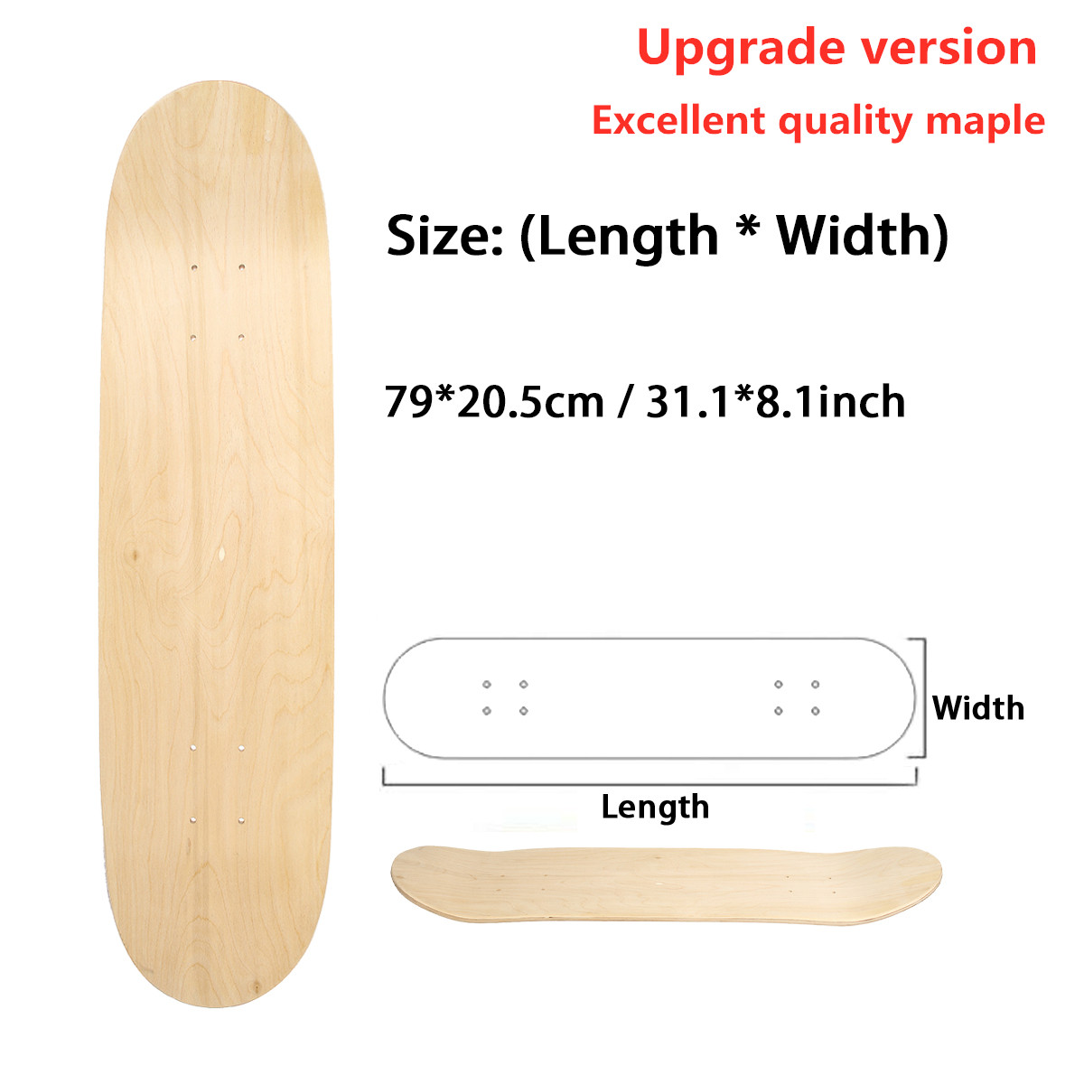 80x20cm a 8 strati Mapero vuoto Skateboard Doppio Skateboard Concave Skate Natural Skate Board Skateboarder Scattina fai da te Longboard Dete