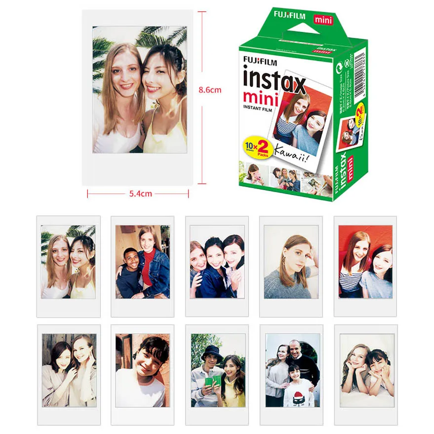 Accessoires 50 feuilles Fujifilm Instax Mini film White Edge Photo Paper pour Mini LiPlay 11 9 8 40 70 90 Lien Caméra instantané avec clip photo