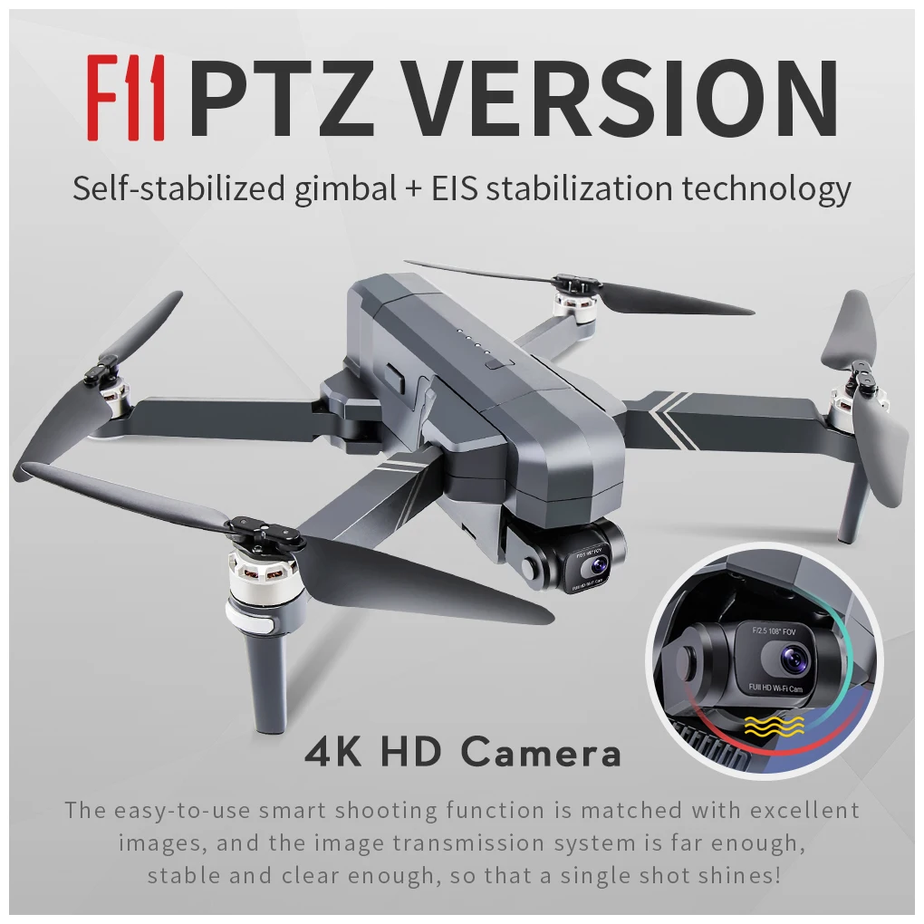 Drohnen Nowy F11s Pro Drone 4K Profesjonalne Kamera 3km WiFi GPS Eis 2osi Antishake Gimbal FPV Bezszczotkowy Zdalnie Sterowany Quadcopte