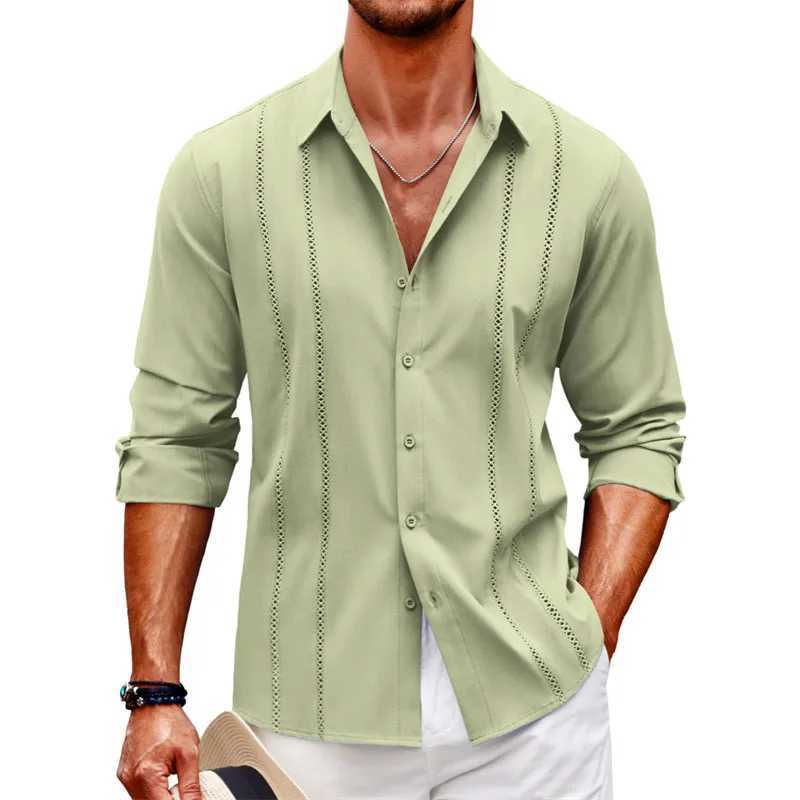 Мужские повседневные рубашки 2024 Мужская вечеринка модная и удобная рубашка с длинными рукавами