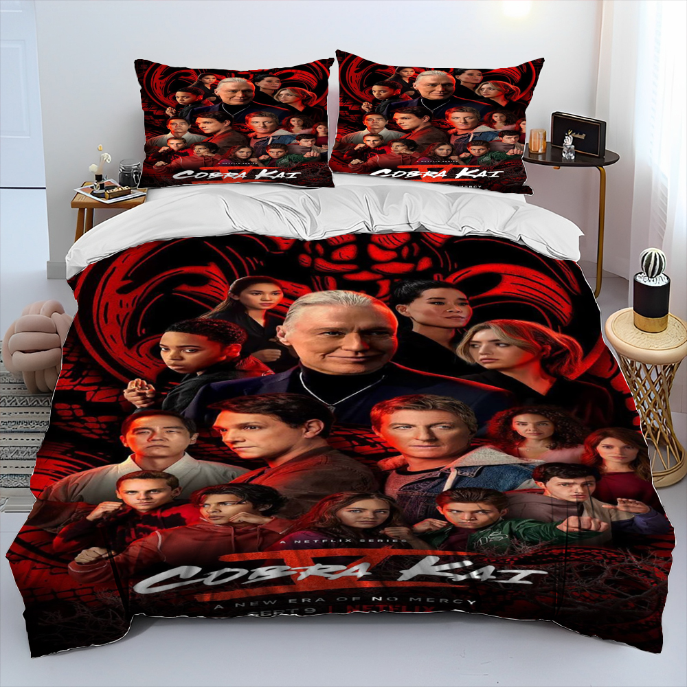 3D Cobra Kai Amanda TV Karate Comforter Bedding Set、Duvet Cover Bedセットキルトカバー枕カバー、キングクイーンサイズの寝具セットキッズ