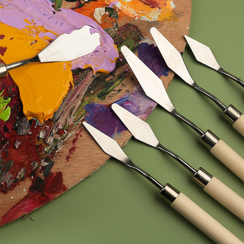 art spatule peinture douce spatula peinture à l'huile spatule manche en bois palette couteau à couteau gouache peinture spatule